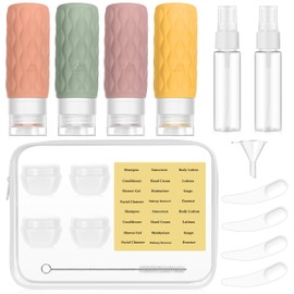 18 Pcs Reiseflaschen für Toilettenartikel 100 ml, Toilettenartikel in Reisegröße aus Silikon, Auslaufsicheres, nachfüllbares, quetschbares Reisezubehör für Shampoo, Spülung, Lotion, Duschgel