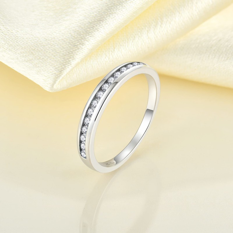 YL Stackable Ring Sterling Silver CZ Simulated Diamond Eternity Bands