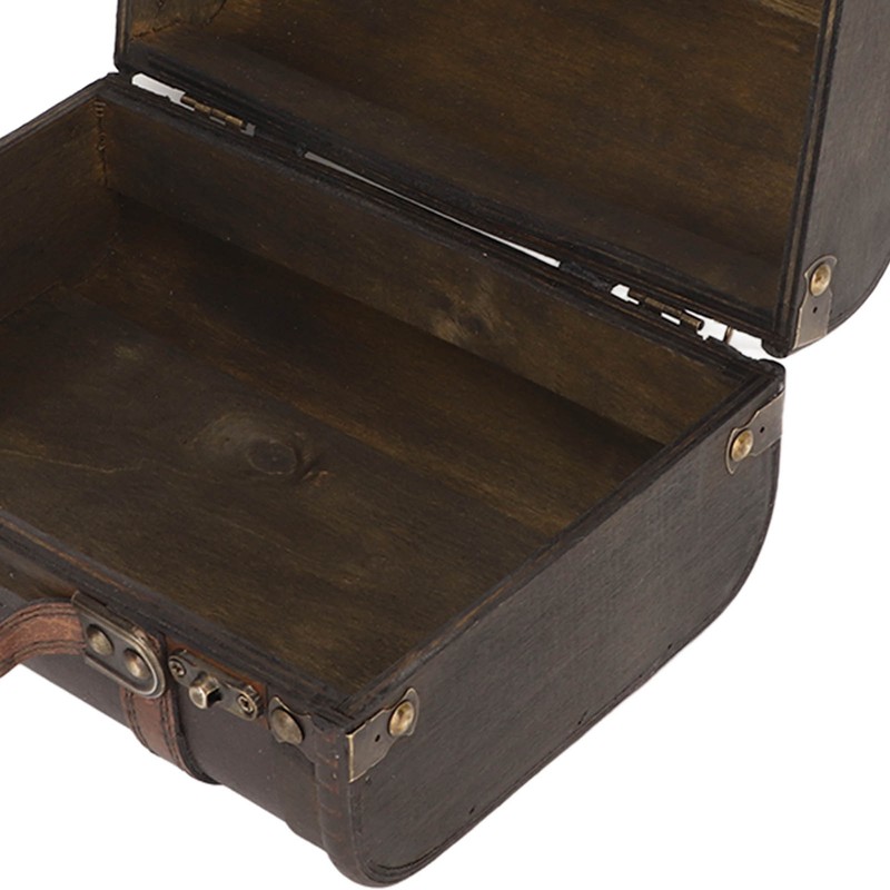 Retro Wooden Suitcase Home Party Artificial Leather Jewelry Necklace Storage