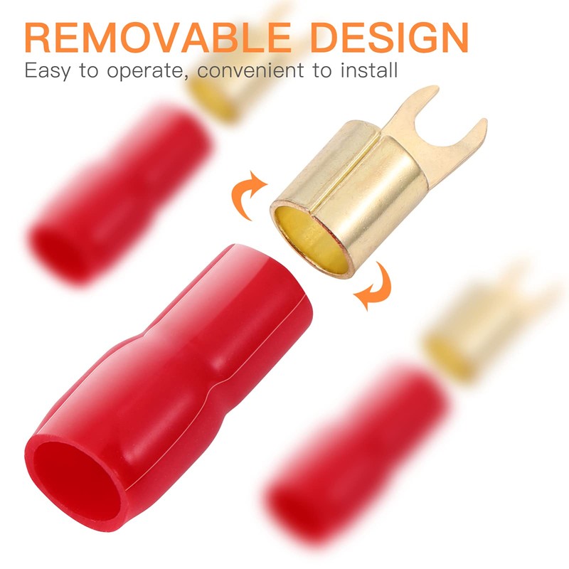 VICASKY 10 Pairs Durable Gold Plated Crimp Barrier Spades Fork