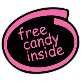 Free Candy Inside Funny Vinyl Decal Sticker | Cars Trucks Vans Walls Laptops Cups | Pink on Black | 5.5 inches | KCD1338P