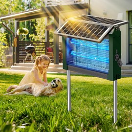 Solar Bug Zapper Outdoor with Dual Solar Panels, PhatroyYee 4500V Cordless Waterproof Mosquito Zapper, Auto On/Off, USB-C & Solar Powered Electric Fly Zapper Trap Killer for Patio Backyard RV Camping