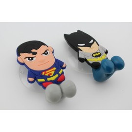 Finex 2 pcs Set Kawaii Superheroes Toothbrush Holders with Suction Cup for Wall in Bathroom at Home