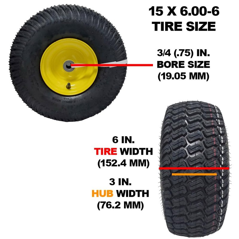 Proven Part Front Tire and Rim With Caps 15x6-6 For