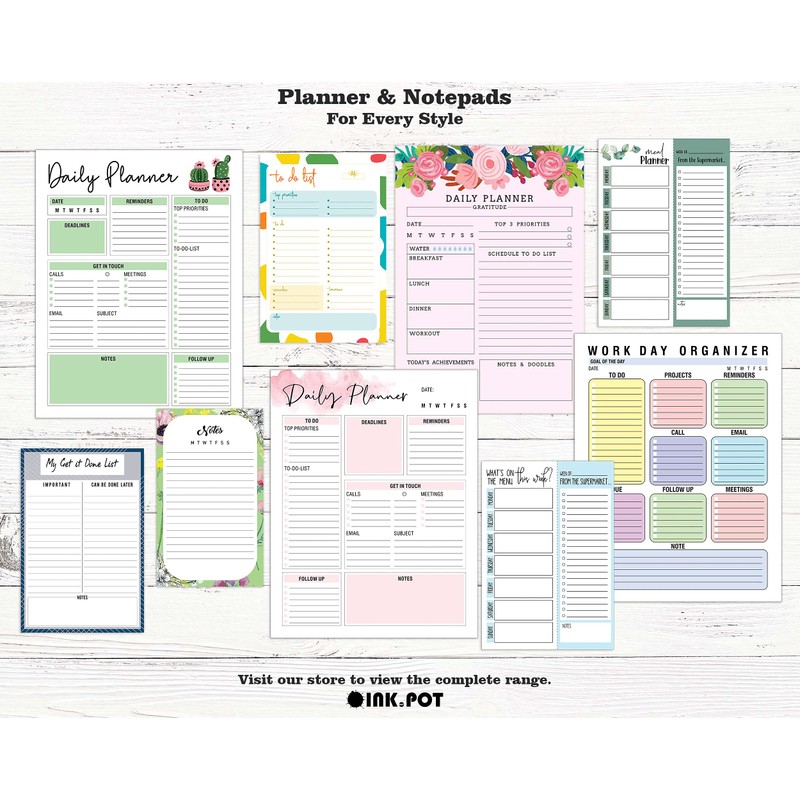 Inkdotpot Weekly Meal Planner Notepad 7"x10”, "This Week Will Be