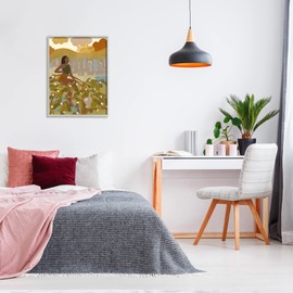 Stupell Industries Woman Sitting in Tree Sloth Animal City Buildings Grey Framed Wall Art, 24 x 30, Green