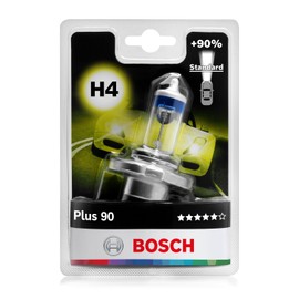Bosch H4 Plus 90 Bulb – 12 V, 60/55 W, P43t – Pack of 1