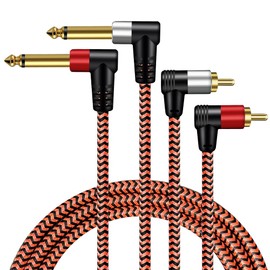 BMZFYBS Youii Dual 1/4 inch TS to Dual RCA Stereo Audio Interconnect Cable, Gold-Plated, Heavy Duty, 6.35mm Male TS to 2 RCA Male Adapter 4m.