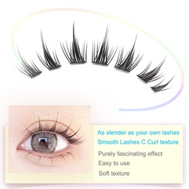 Individual Lashes Cluster Manga Lashes Natural Look Wispy Spiky Wide Stem C Curl, DIY False Eyelashes Extension Soft for Makeup Use at Home