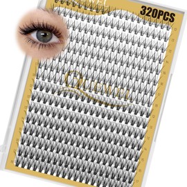 QUEWEL Lash Clusters 320Pcs Cluster Lashes 20D+30D C Curl Lash Cluster Eyelash Extensions Mix12-18mm Individual Eyelashes Clusters Wispy Lash Clusters Thin Band Soft to Use at Home(20D+30D C Mix12-18)