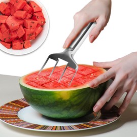 Chaofatchoy Watermelon Cutter - Food-Grade Stainless Steel Watermelon Slicer Tool, Multi-Functional Fruit Cutter for Watermelon, Cantaloupe, Perfect for Home, Party, Camping and Kitchen Use