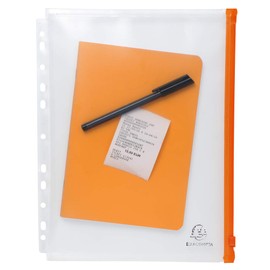 Exacompta - Ref 57334E - Zipped Punched Pocket - 220 x 270mm in Size, Suitable for A4 Documents, Translucent Polypropylene, Zip Closure to Secure Items - Clear (Pack of 5)