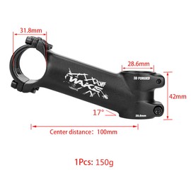 CYSKY Bike Stem 17 Degree 31.8 60mm/70mm/80mm/90mm/100mm/110mm MTB Stem Mountain Bike Handlebar Stem for Bicycle, Road Bike, MTB, BMX, Cycling