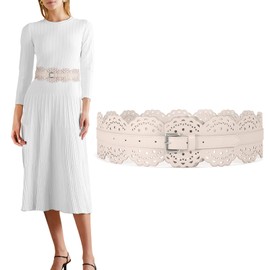 XZQTIVE Wide Leather Belts For Women Obi Belt For Dresses Sweater Vintage Ladies Waist Belts Black, Silver Beige, Fits Waist 36-40in