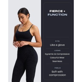 Aoxjox Women's High Waist Seamless Camo Hidden Scrunch Legging Knit Workout Yoga Pants 23" (Black, Medium)