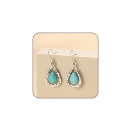 Horseshoe Earrings for Women, Vintage Ethnic Turquoise Dangle Hollow Earrings Unique Teardrop Large Piercing Silver Earrings for Teen Girls Holiday Gifts (Horseshoe)