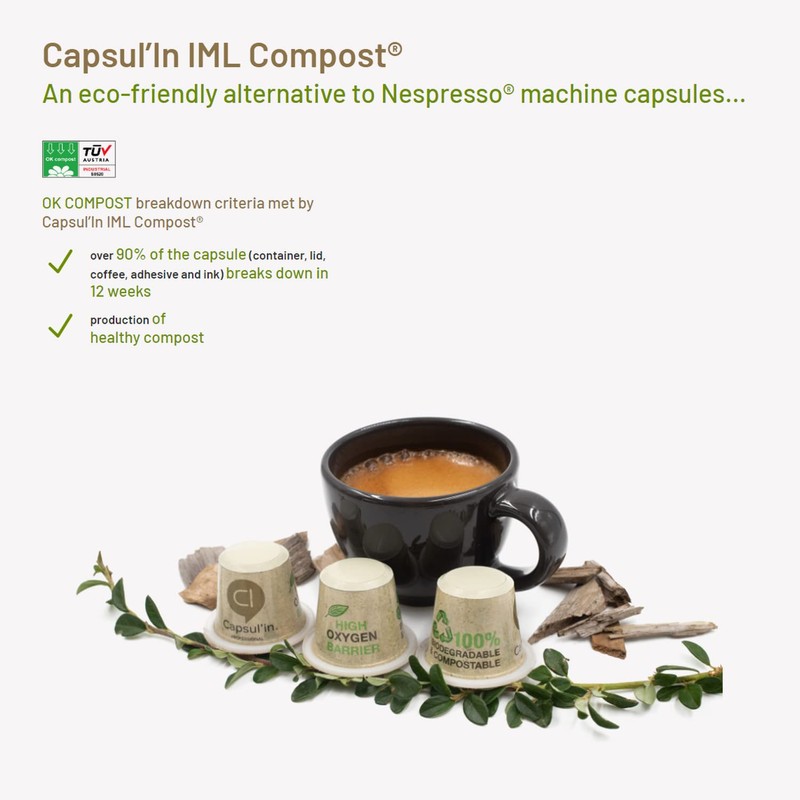 Amorcaffe 50 Home Compostable Compatible with Nespresso Coffee Capsules Pods