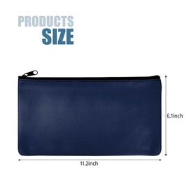YUEBOSUL 1 Pcs Money Bag with Zipper, 11x6 Inches Cash Wallet, Check Wallet, Receipt Organizer, Zippered Pouches for Cash Check Receipt Cosmetics (Blue)