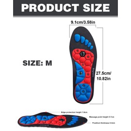 BPTRKOM 1 Paar Magnetische Einlegesohlen mit Fußgewölbestütze - Akupressur-Einlagen für Damen & Herren - Ideal für Arbeitsschuhe bei Plattfuß (Schwarz. 40-43) -Technologie zur Druckverteilung