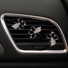 3 Stück Gänseblümchen Auto Lufterfrischer Lüftungsclips, Daisy Car Air Vent Diffusor Clips, Auto Lufterfrischer Clip, Innen Deko Anhänger Bunte, Autozubehör (Schwarz)