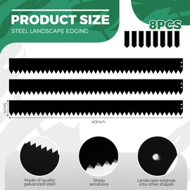 Therwen 8 Pcs Metal Landscape Edging 3 x 40 Inch Steel Garden Lawn Edging Border Landscape Edging Hammer Flower Bed Edging for Landscaping (Black)