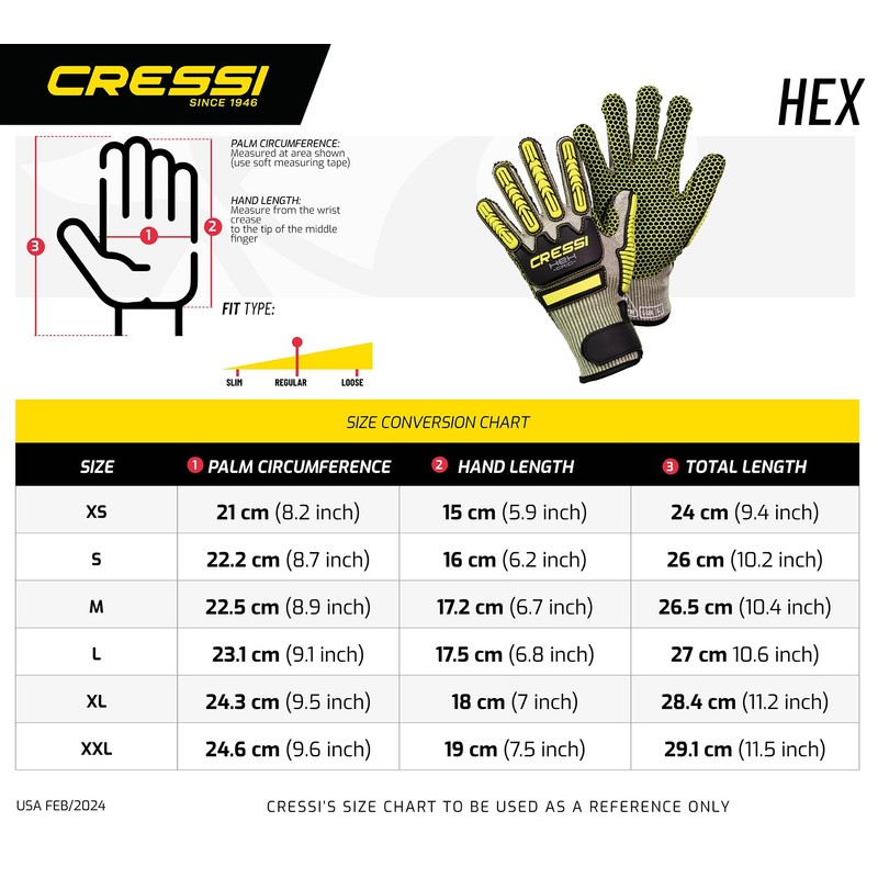 Cressi HEX Grip Gloves, Lime, XL