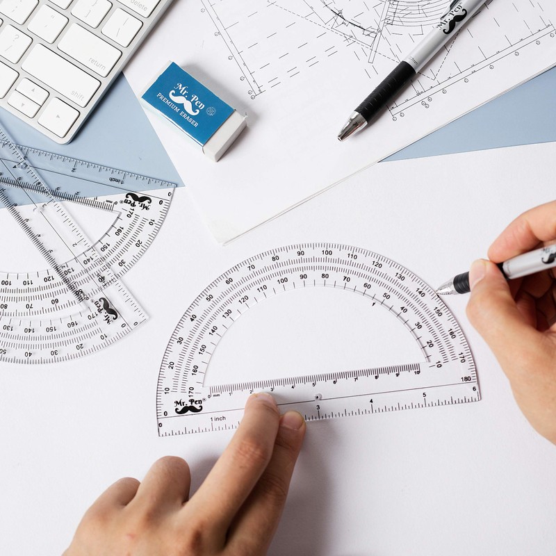 Mr. Pen- Plastic Protractor, 3 Pack, 6 Inch, Clear Protractors