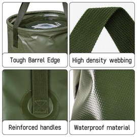 WisePoint Camping Bucket, 20L Foldable Bucket Outdoor Bucket with Handles, Portable Water Buckets for Camping, Fishing, Picnics, Gardening (khaki)