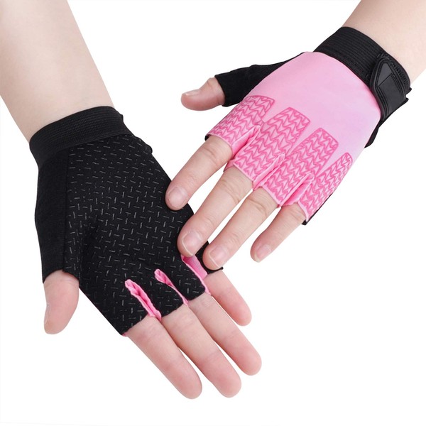 RUIXIA Children's Cycling Gloves Sports Gloves for Boys Girls 8-12 Years Old Half Finger Non-Slip for Cycling Scooter Roller Skating Hiking Mountain Climbing