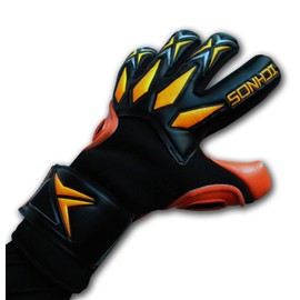 ICHNOS Defract Pro adult size football extended palm finger saver goalkeeper gloves Black/Orange/Silver (8)