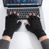 Fingerless Gloves Men - Wool Thermal Fleece Knit Mitten Warm