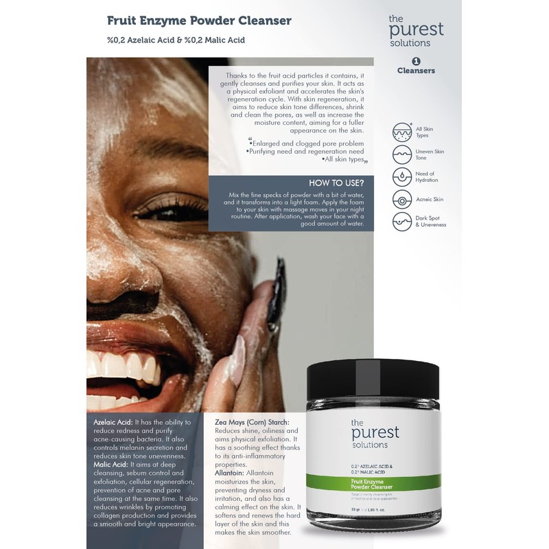 Fruit Enzyme Powder Cleanser-Meyve Sauger Staubentferner (0,2% Azelaic Acid &