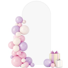 GEWONELIFE 7.2FT White Arch Backdrop Cover,Spandex Fitted Wedding Arch Stand Covers Round Top Chiara Arch Backdrop Stands Cover for Birthday Party Baby Shower Ceremony Banquet Decoration