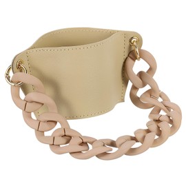 sourcing map Water Bottle Carrier Holder with Strap, 160x75mm PU Leather Tumbler Holder Coffee Cup Holder Water Bottle Sleeve Bag for Camping Walking Hiking, Khaki