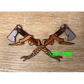 Live Fast CROSSED HATCHETS AXES EMBROIDERED PATCH viking norseman nordic odin thor biker