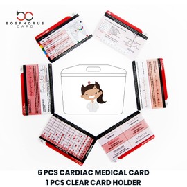 Nursing Badge Cardiac Medical Reference Cards, 6 pcs (Blood Type, ECG Interpretation, ECG etc.) Essential Nurse Accessories for Work or School Great Nurse Gifts (Cardiac)