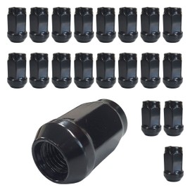 20 Wheel Nuts Black Taper Seat Closed M12 x 1.25 HEX19 Compatible with Nissan, Subaru, Suzuki, Lada