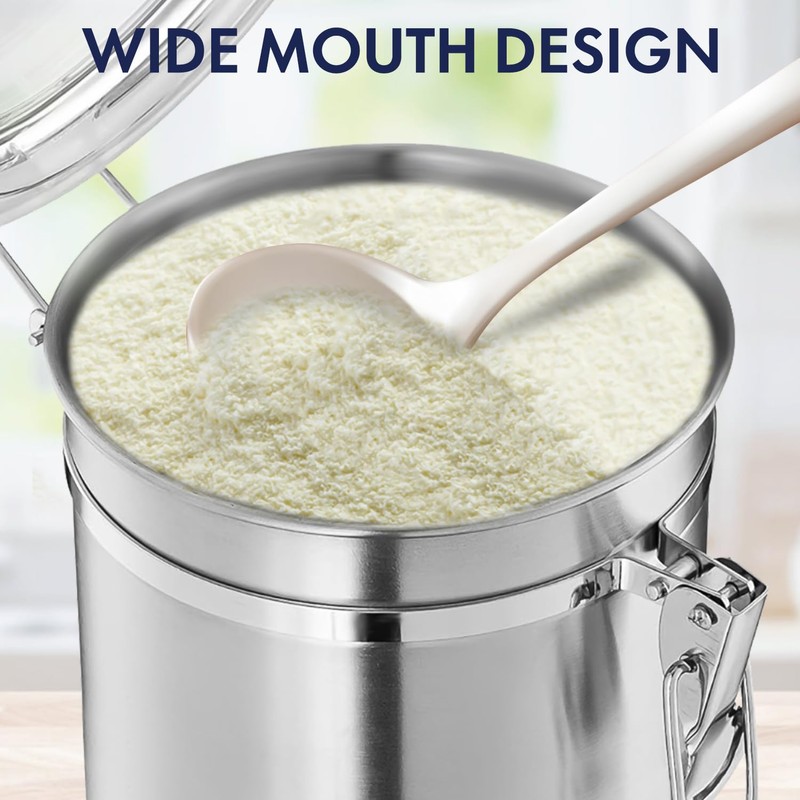 ENLOY 165oz Stainless Steel Airtight Canister for Kitchen, Large Flour