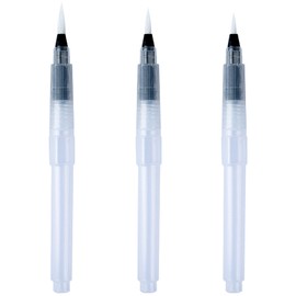 Watercolour Brush Pen Set, Set of 3 Painting Brushes, 3-Size Aqua Pen, Artist Brush with Water Reservoir for Watercolour Painting, Blending Lettering, Calligraphy