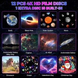 Febotak Galaxy Projector 13-in-1 Star Projector, Planetarium Projector with 13 Planetary Discs Nebula/Moon/Solar System, Starry Night Sky Projector Skylight Star Projector with Timer for Kids Adults