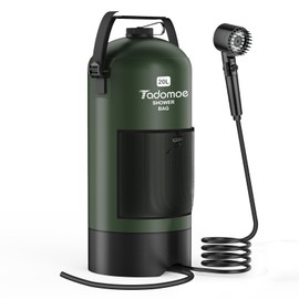Tadomoe Portable Shower for Camping, 5-Gallon Shower Bag for Camping,Portable Shower Head Offers Home Shower Experience for Camping,Hiking,Beach Trips,Green