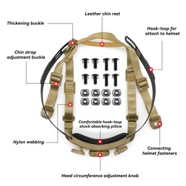 Yzpacc Tactical High Cut Helmet Chin Strap Adjustable Dial 4 Points Suspension System with Bolts and Screws for Tactical HL-31/HL-32 FAST MICH Bump Helmet Accessory