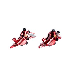 Juin Tech R1 Cable Actuated Hydraulic Bicycle Bike Disc Brake Caliper Set Extra Lightweight Hybrid Brake for Road/Cyclocross/Gravel/E-Bike/Folding Bike etc. use (Red)