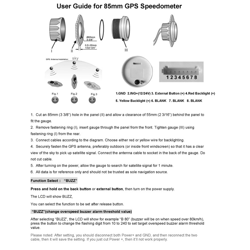 ELING 85mm Waterproof GPS Speedometer 0-60 MPH Speed Gauge Kit