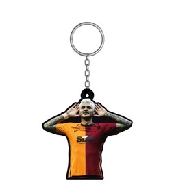generisch Keyring with ICARDI motif, for car, motorcycle, key pendant football Turkey as a gift for men, women and children, silver, kompakt