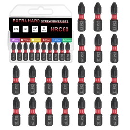 QUARKZMAN Pack of 20 PZ2 Screwdriver Bit 1/4 Inch Hex Shank 25 mm/1 Inch Length Magnetic Phillips Slotted Hex Bits S2 Steel Screwdriver Bit for Impact Electric Screwdriver Power Tools