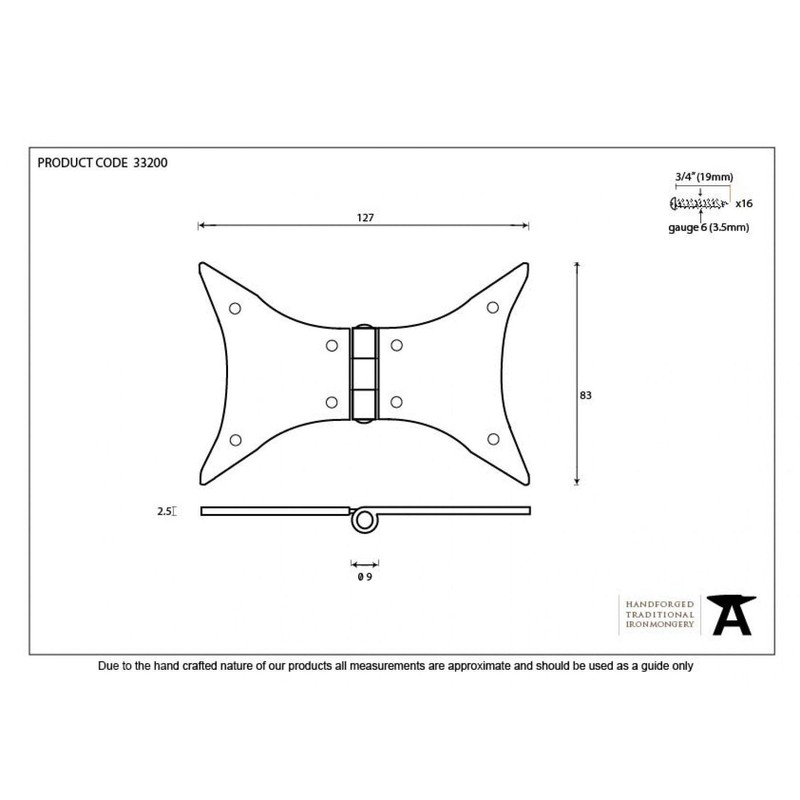 From The Anvil Beeswax 5 Inch Butterfly Hinge (Pair)