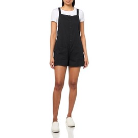 Volcom Women's Stone Strut Relaxed Fit Overall Short Romper, Black, Medium