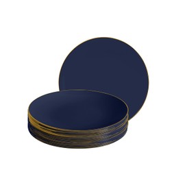 LUXE PARTY NYC Plastic 30 Pack Dinnerware Plates | Disposable| 7.5"| Salad Plate| Appetizer | Dessert| Partyware| Party Supplies | Holidays | Navy and Gold