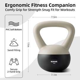 RUNWE Soft Kettlebell 10 lb - Sand Filled Kettlebell Hand Weight, Soft-Sided Cushioned Base,Safety Guaranteed Ideal for Men, Women, & Beginners